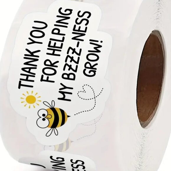 Other - 2.4 inch - Thank You Bee Stickers - Thank You For Helping My BZZZ-NESS Grow!